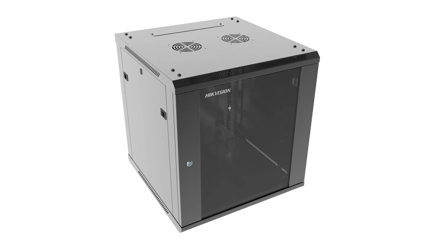 Wallbox 12U Swing Frame + 1 Shelf Glass Door