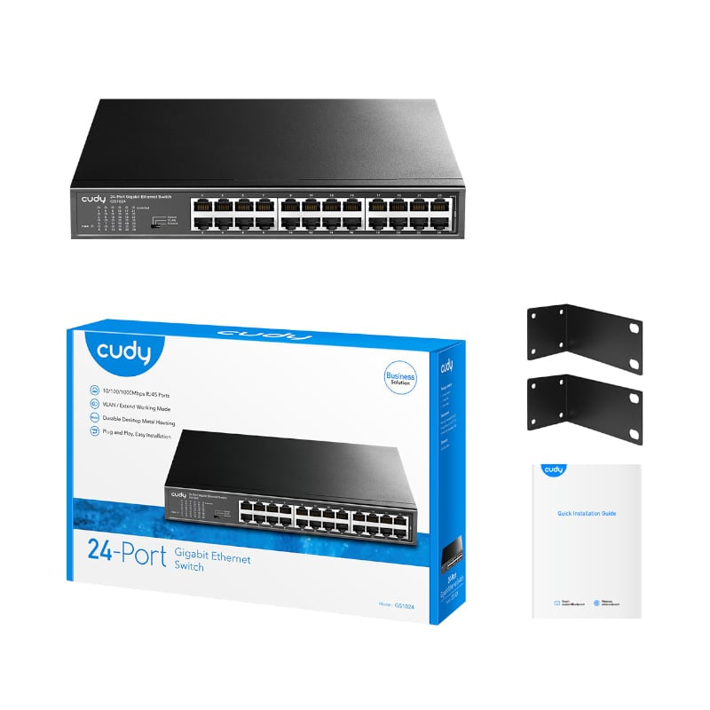Cudy 24 Port Gigabit Unmanaged Metal Switch with VLAN/Extend functions - Rack Mount