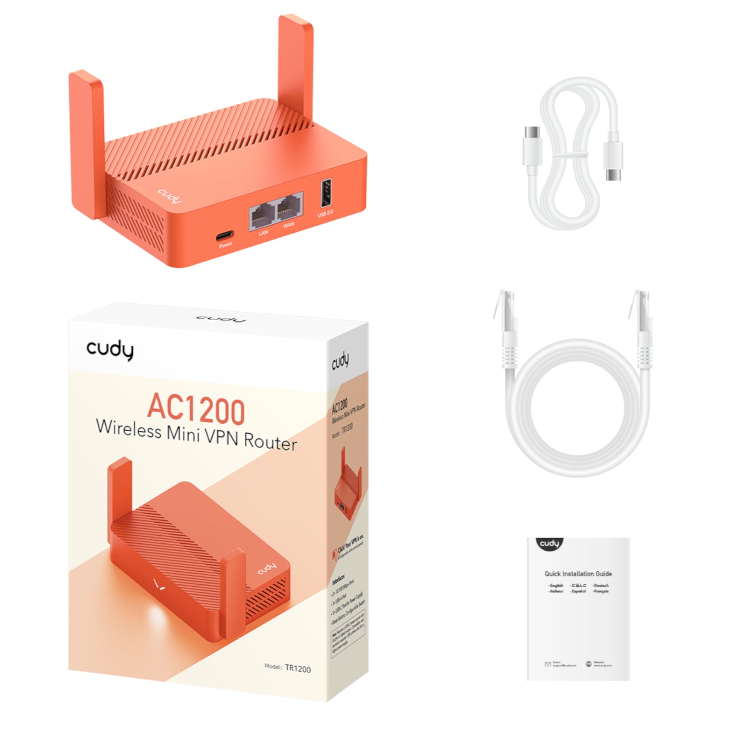 Cudy AC1200 Dual Band Wi-Fi 5 Wireless Mini VPN Travel Router with USB