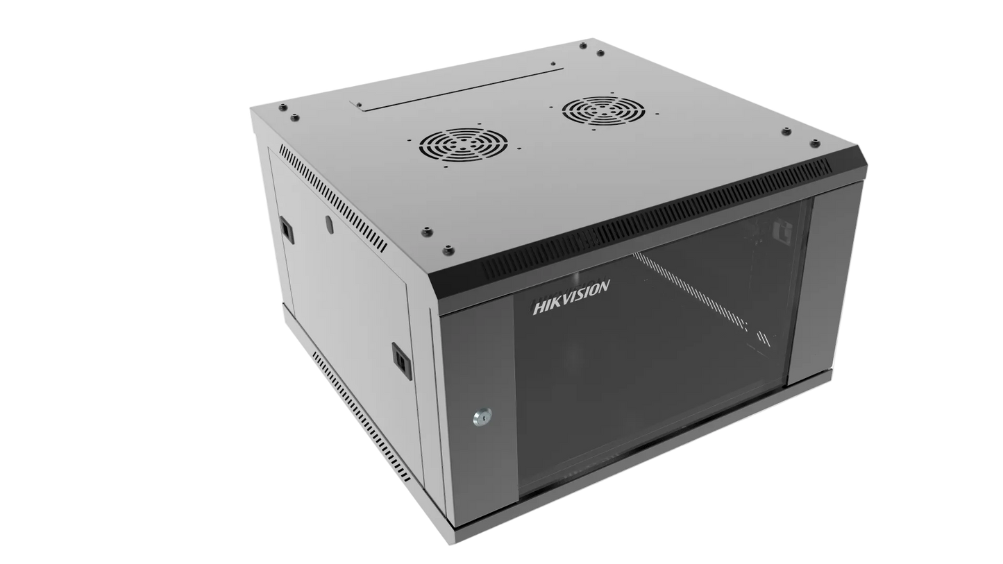 Wallbox 6U Swing Frame + 1 Shelf Glass Door