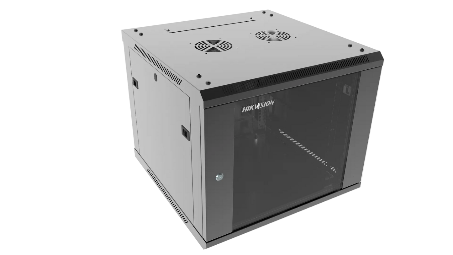 Wallbox 9U Swing Frame + 1 Shelf Glass Door