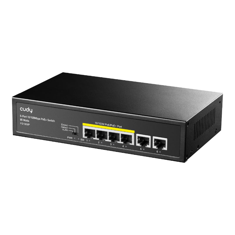 Cudy 6-Port Fast Ethernet 10/100M Unmanaged PoE+ Switch 60W with 4 PoE Ports - Desktop