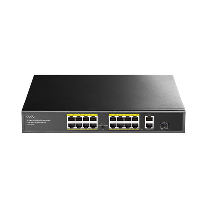 Cudy 16-Port Fast Ethernet 10/100M Unmanaged PoE+ Switch with 2 Gigabit Uplink and 1 SFP Port 200W - Rack Mount