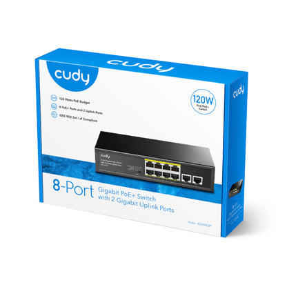 Cudy 10-Port Gigabit Unmanaged PoE+ Switch with 2 Gigabit Uplink Ports 120W
