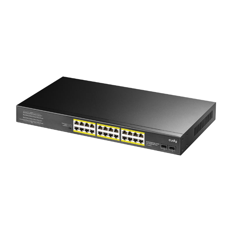Cudy 24-Port Gigabit Unmanaged PoE+ Switch with 4 Uplink Gigabit Ports and 2 Gigabit SFP Slots 300W - Rack Mount