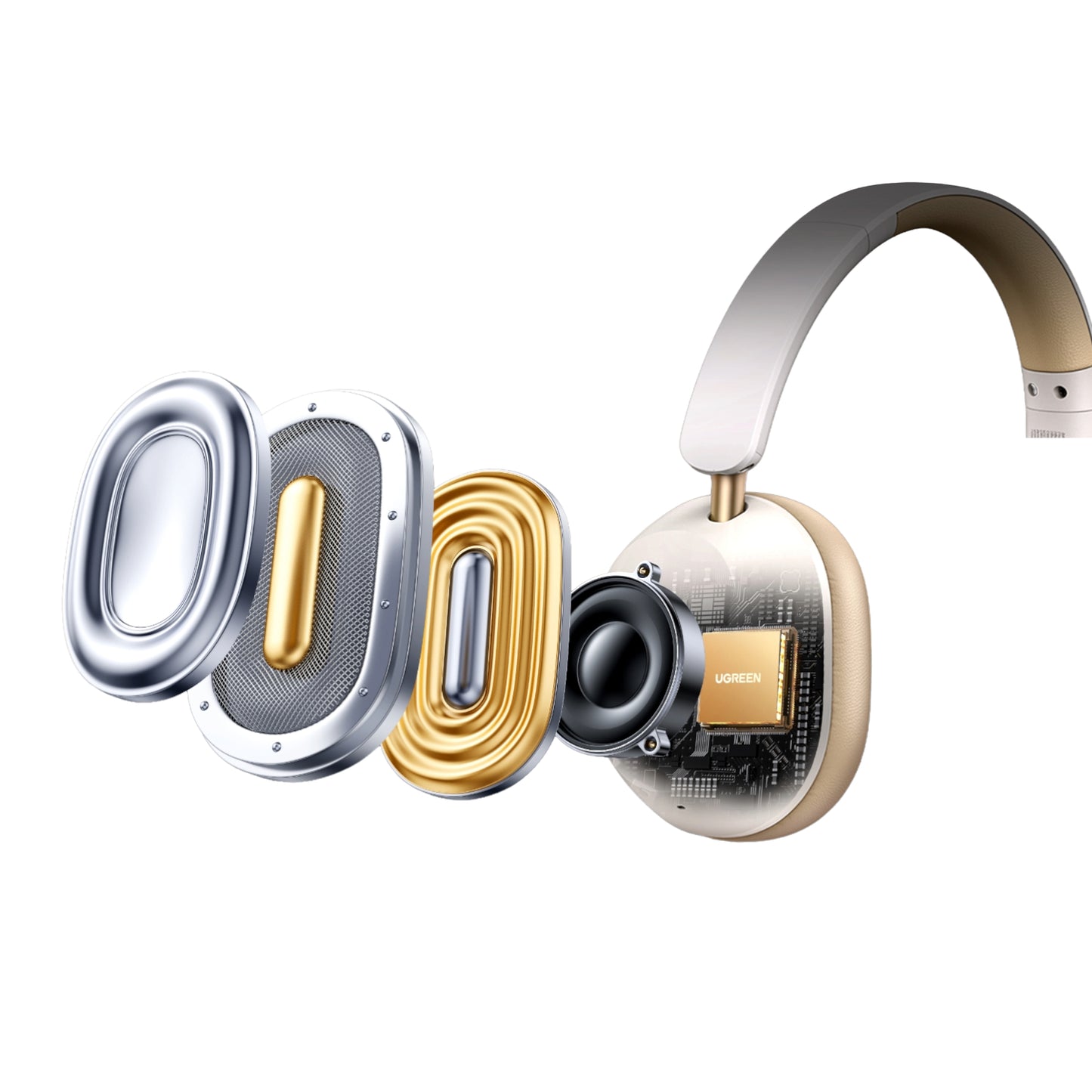 UGREEN HiTune Max5c Hybrid Active Noise-Cancelling Headphones White