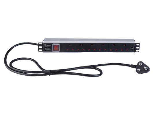 6 Way Aluminium PDU 6 x 16A Plugs 2m Power Cable