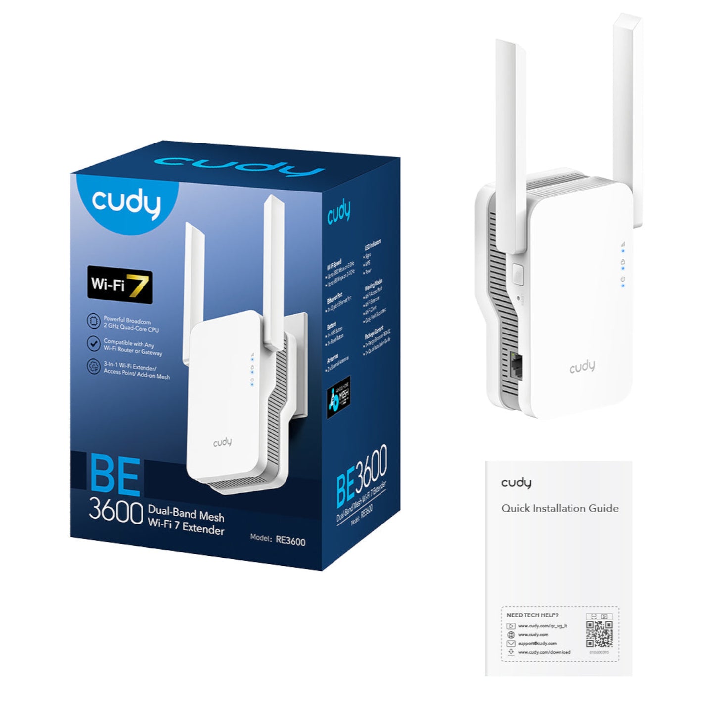 Cudy BE3600 Mesh Dual Band WiFi7 Range Extender | Wall Plug