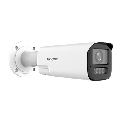Hikvision Turbo HD 5MP bullet, 2.7-13.5mm lens, 60m hybrid-light, strobe-light & siren, two-way audio, 12VDC
