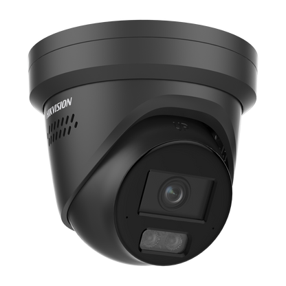 Hikvision ColorVu 8MP turret, 2.8mm lens, 30m hybrid-light, 130dB WDR, array microphone, strobe-light & siren, 12VDC/POE