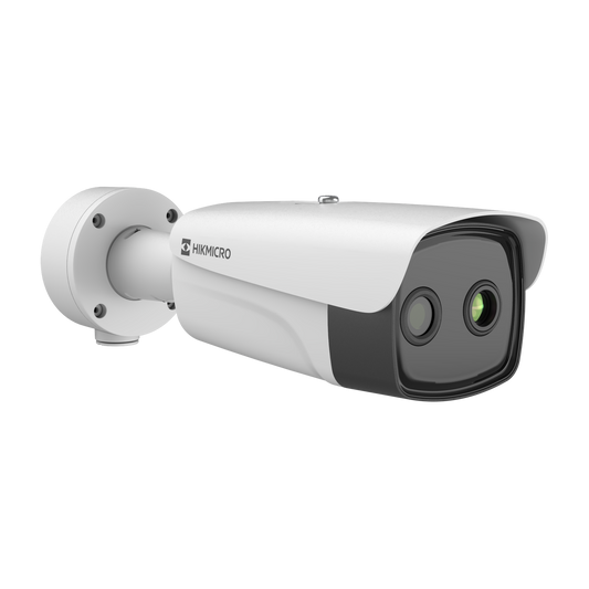 Hikvision Dual lens thermal bullet 35mm thermal lens  12mm optical lens 100m IR Guanlan analytics  12VDC/24VAC/POE