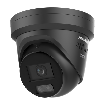 Hikvision ColorVu 8MP turret, 2.8mm lens, 30m hybrid-light, 130dB WDR, array microphone, strobe-light & siren, 12VDC/POE