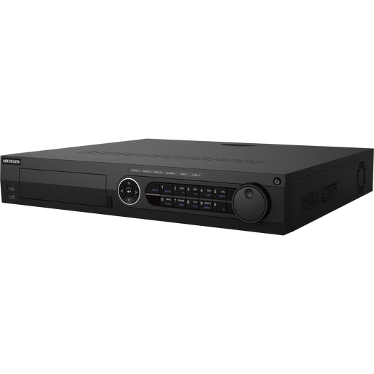 Hikvision AcuSense 32ch 1080p DVR 4 SATA 10TB 4 audio input motion 2.0 false alarm filtering POS overlay support 16/4 alarm IO